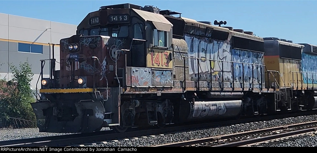 UP 1413 leads a City of Industry local towards Bassett